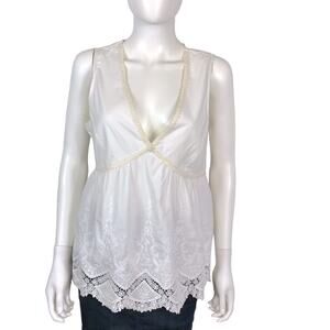 Romeo & Juliet NWT Blouse White Lace Sleeveless 100% Cotton